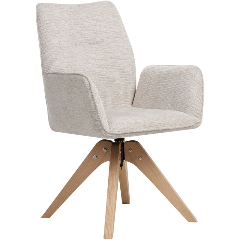 Dining Chair Swivel MOKENA Faux Linen Light Beige