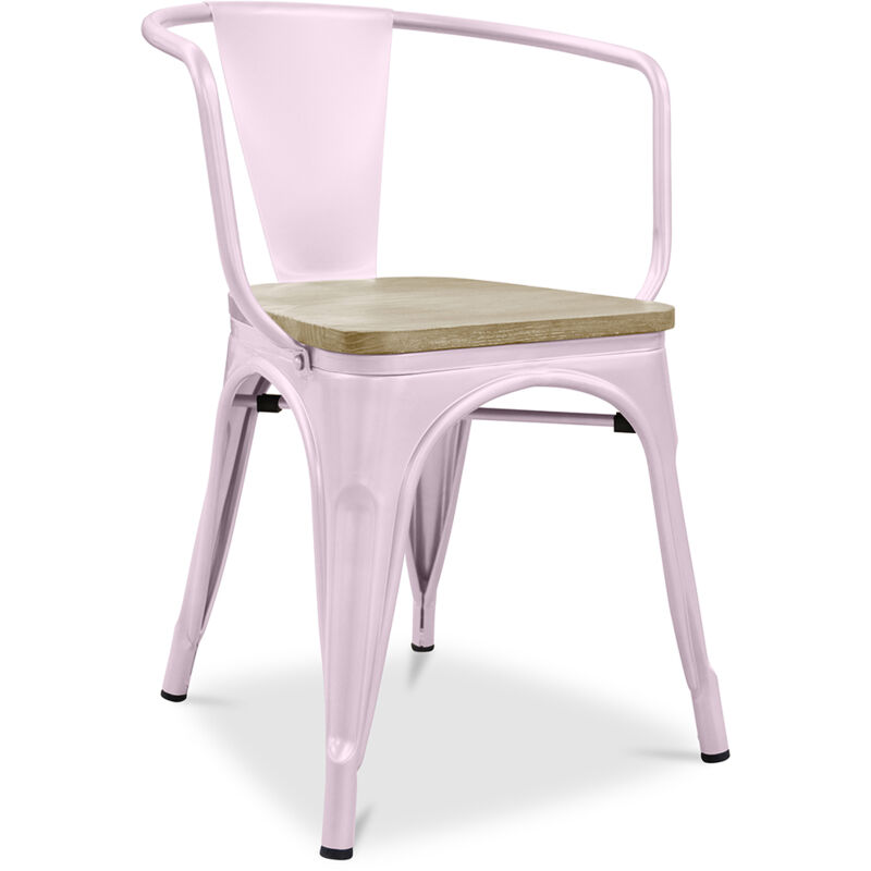 Dining Chair with Armrests - Wood and Steel - Stylix