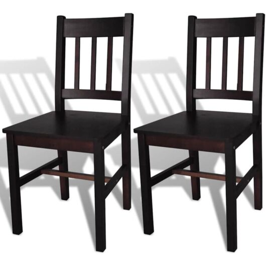 Dining Chairs 2 pcs Dark Brown Pinewood Vidaxl