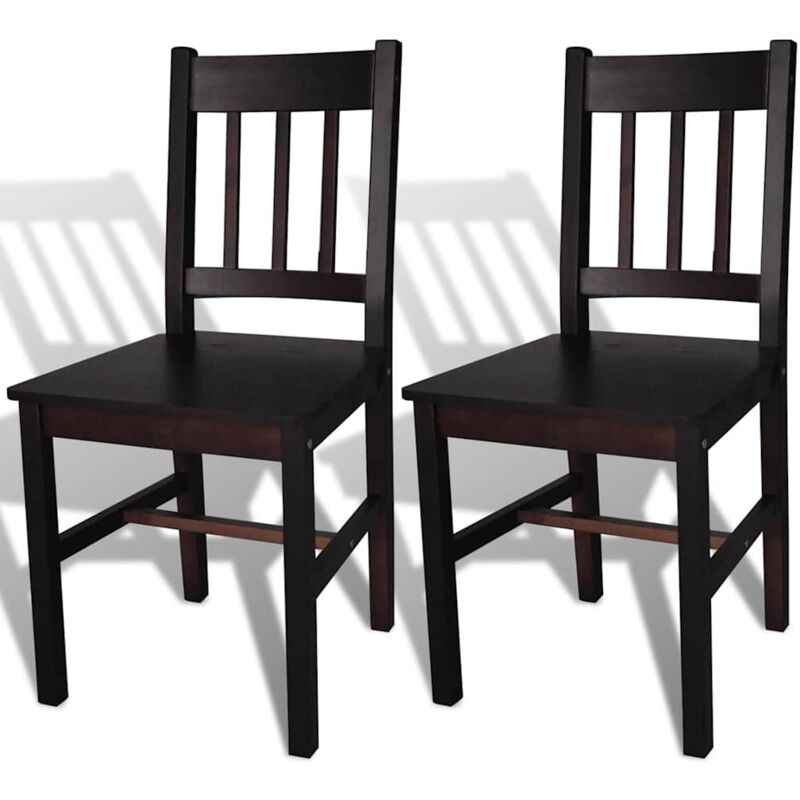 Dining Chairs 2 pcs Dark Brown Pinewood Vidaxl