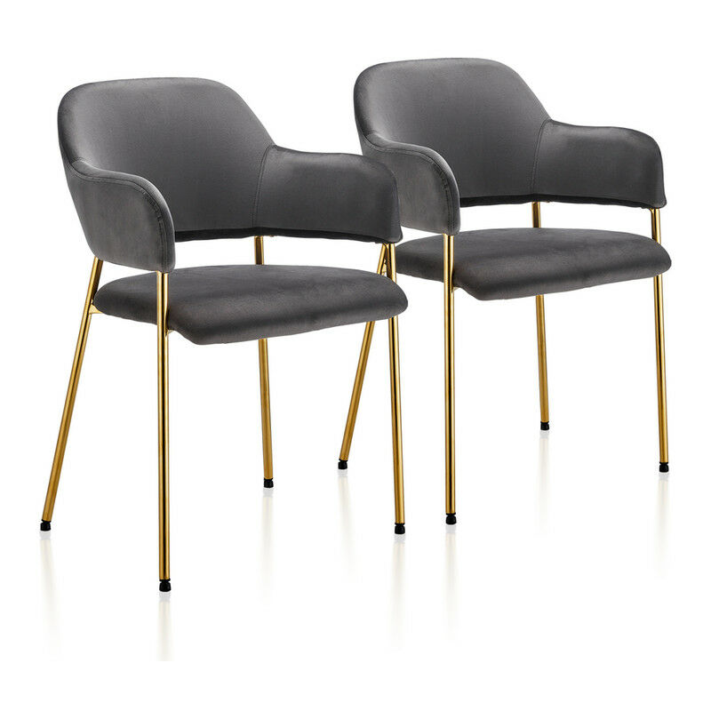 Dining Chairs 2X Velvet Upholstered Luxurious Reception Chairs with Backrests, Kitchen Chairs for Dining Room Living Room, Grey