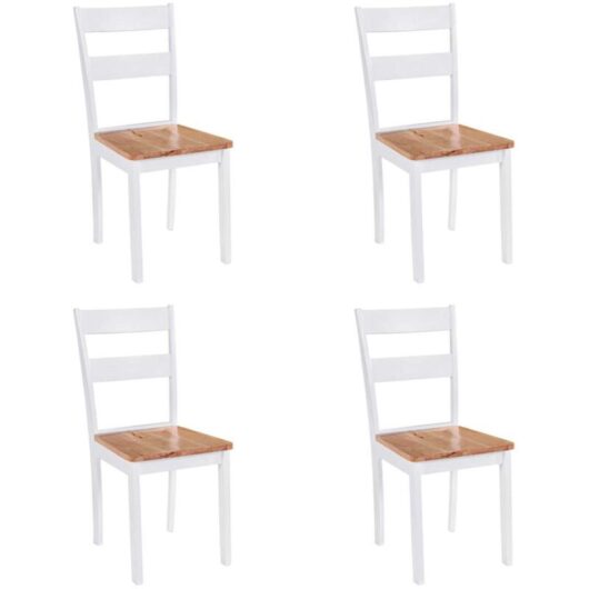 Dining Chairs 4 pcs White Solid Rubber Wood vidaXL