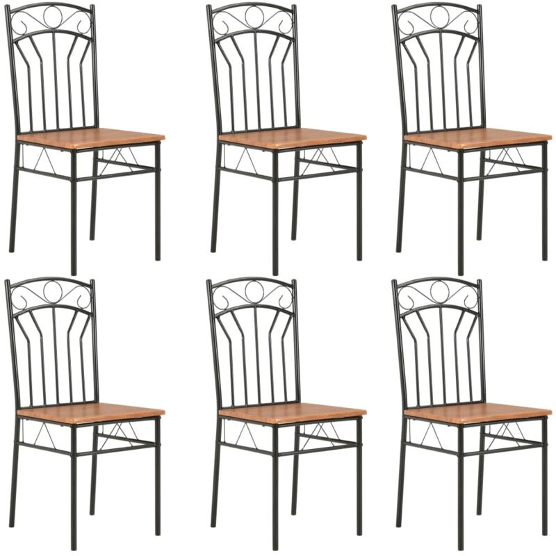 Dining Chairs 6 pcs Brown mdf Vidaxl