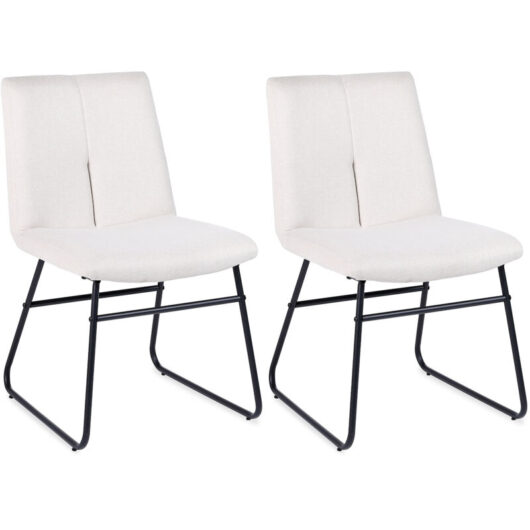 Dining chairs Set of 2, Linen Kitchen Chair, Beige