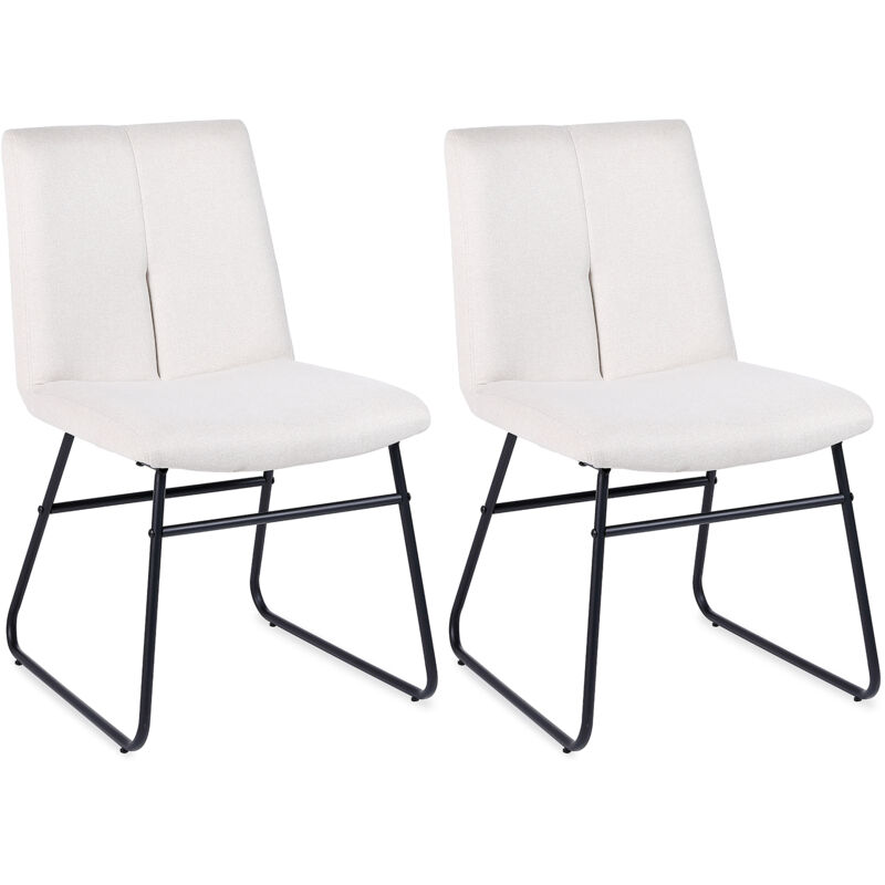 Dining chairs Set of 2, Linen Kitchen Chair, Beige