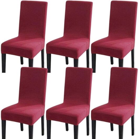 Elastic Spandex Chair Cover, Stretch Chair Cover (6pcs, Large Red)