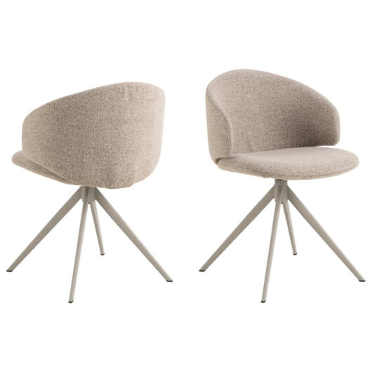 Elyria Beige Fabric Dining Chairs In Pair