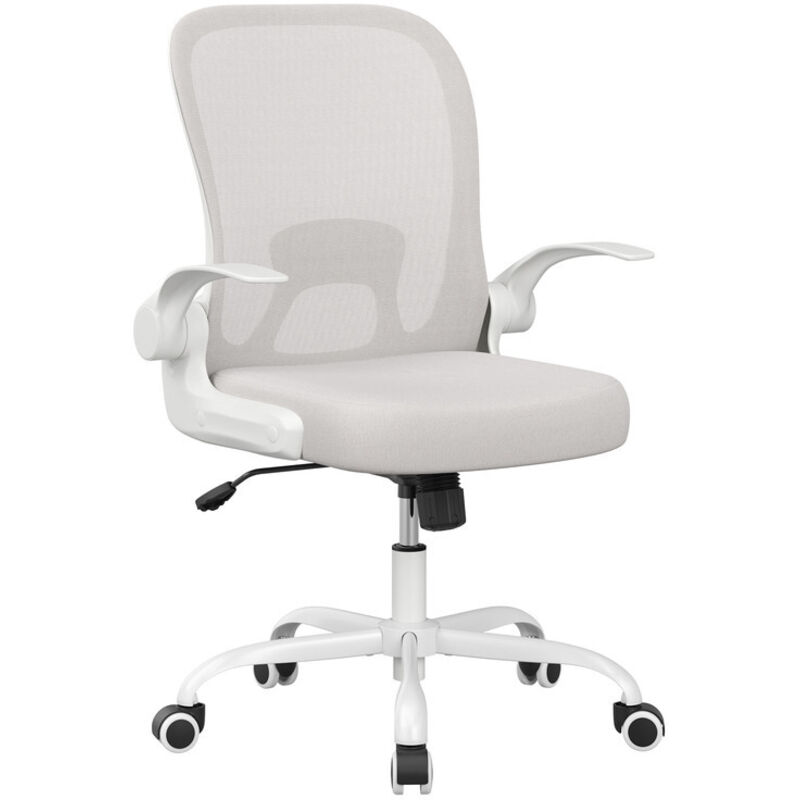 Farini Ergonomic Office Chair, Home Office Desk Chair with Adjustable Armrests for Home Office, Study Room, White & Gray