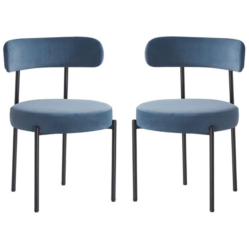 Fishers Fabric Dining Chair In Pair - Blue