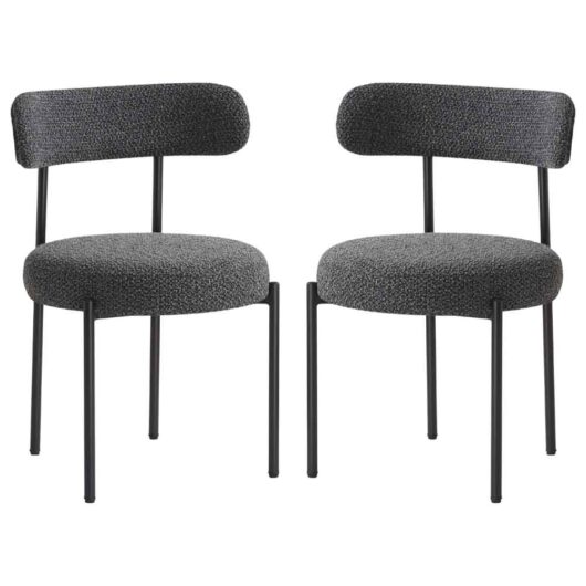 Fishers Fabric Dining Chair In Pair - Charcoal