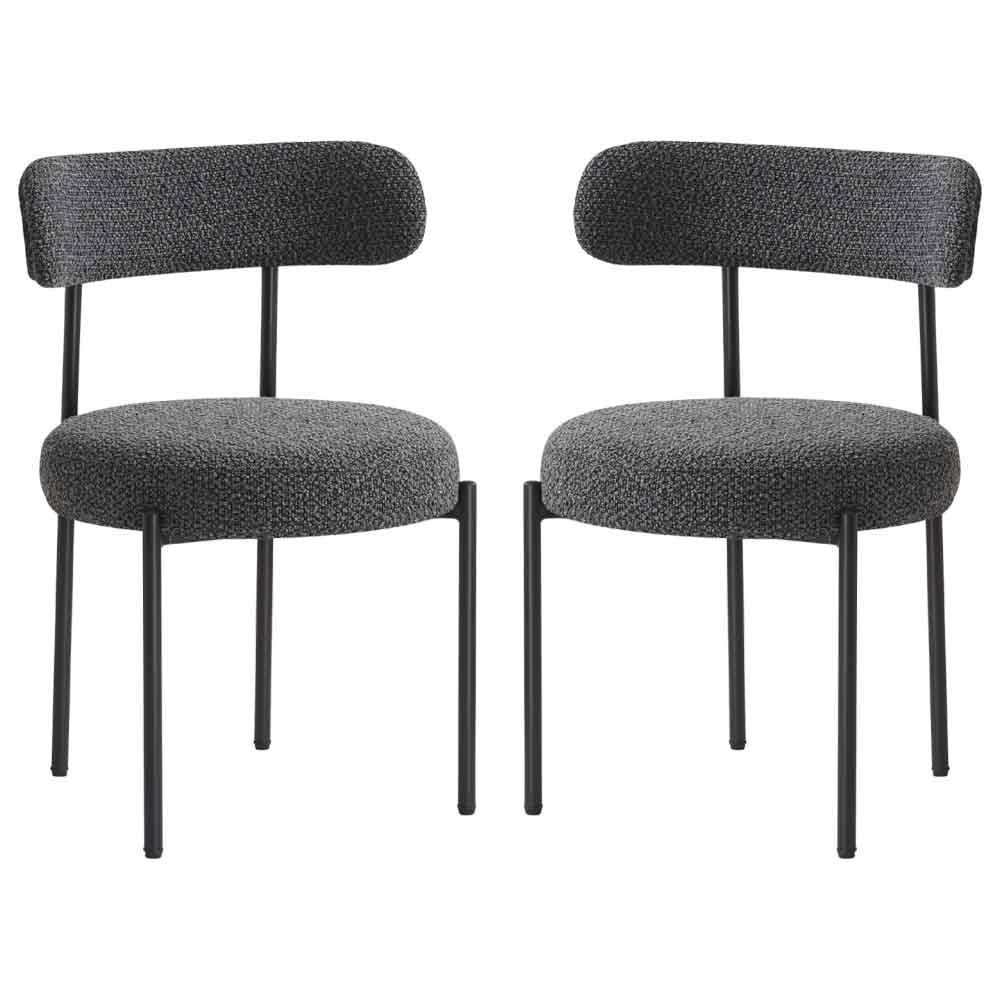 Fishers Fabric Dining Chair In Pair - Charcoal