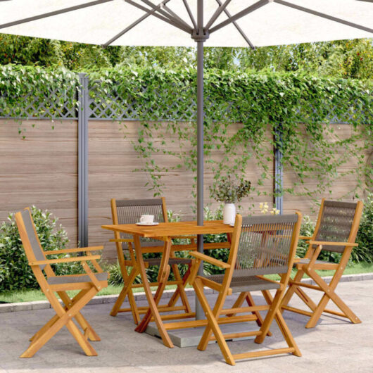 Folding Garden Chairs 4 pcs Grey Solid Wood Acacia vidaXL