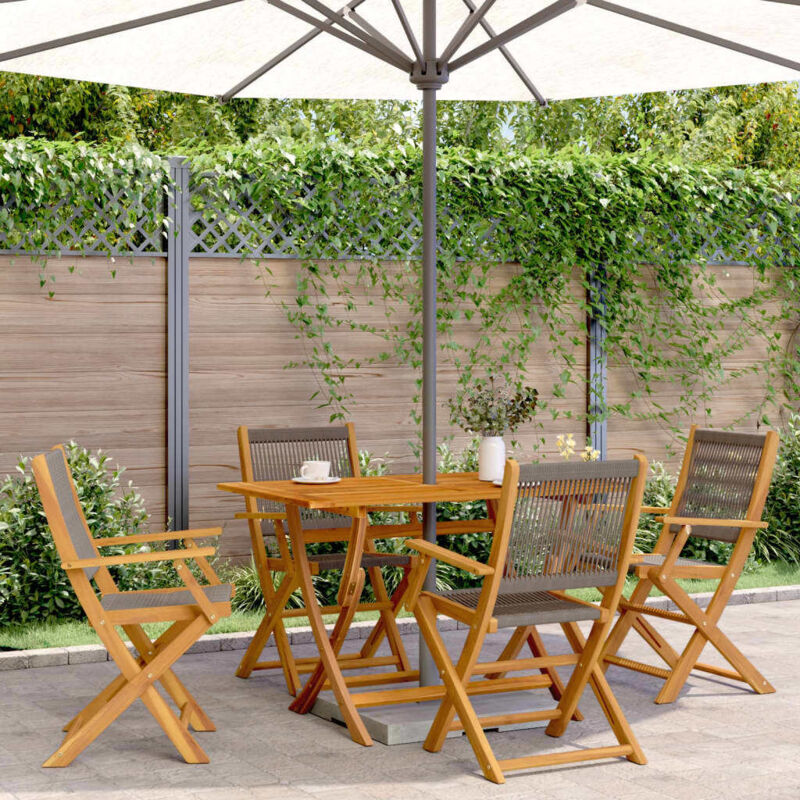 Folding Garden Chairs 4 pcs Grey Solid Wood Acacia vidaXL
