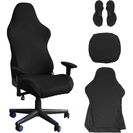 Gaming Chair Cover - Office Chair Cover - Black - Stretch - For Racing Style Computer Gaming Chairs - Black