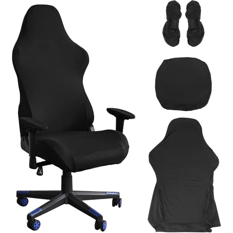 Gaming Chair Cover - Office Chair Cover - Black - Stretch - For Racing Style Computer Gaming Chairs - Black