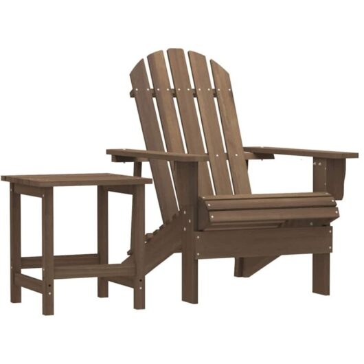 Garden Adirondack Chair with Table Solid Fir Wood Brown vidaXL