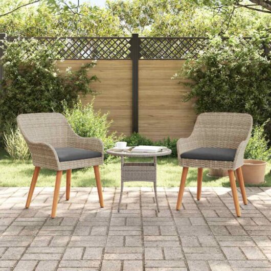 Garden Chair 2 pcs Light Grey 55 x 62.5 x 82cm Poly Rattan vidaXL