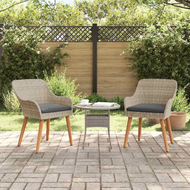 Garden Chair 2 pcs Light Grey 55 x 62.5 x 82cm Poly Rattan vidaXL