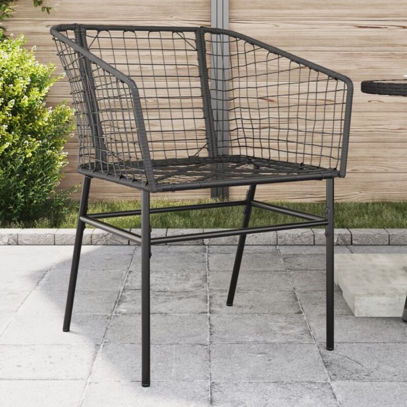 Garden Chairs 2 pcs Black Poly Rattan Vidaxl