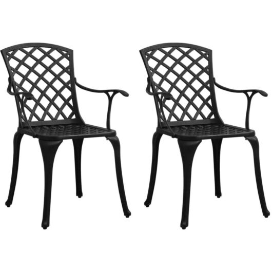 Garden Chairs 2 pcs Cast Aluminium Black vidaXL