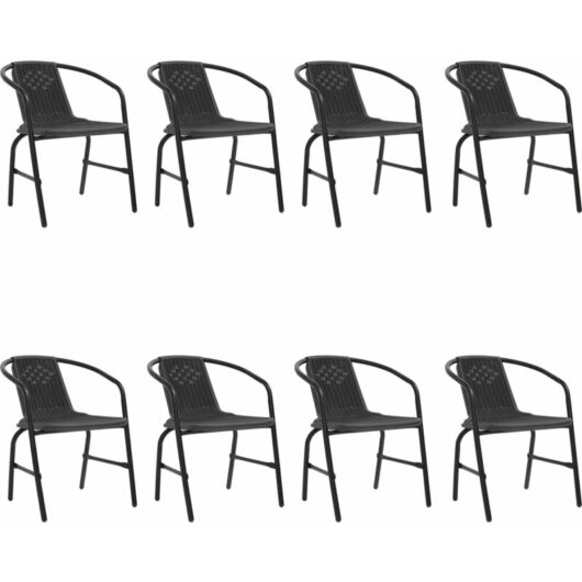 Garden Chairs 8 pcs Plastic Rattan and Steel 110 kg vidaXL