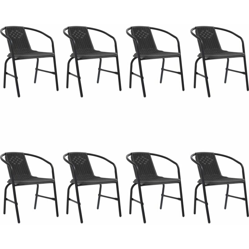 Garden Chairs 8 pcs Plastic Rattan and Steel 110 kg vidaXL