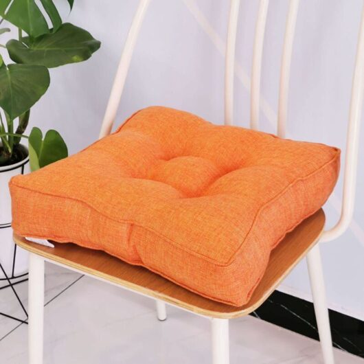Garden chair cushion, 10 cm thick, made of soft cotton, 40 x 40 cm, for office, dining room, home (40 x 40 x 10 cm, orange)