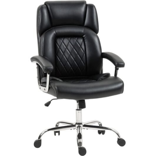 HOMCOM Office Chair 180kg, High Back Desk Chair with Spring Cushion, Black