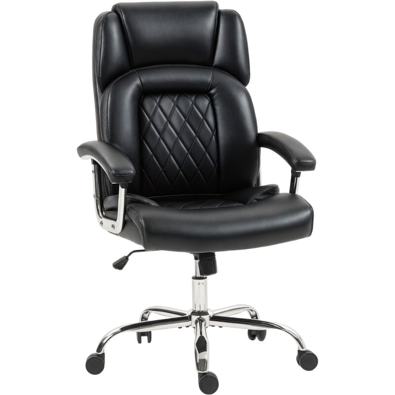 HOMCOM Office Chair 180kg, High Back Desk Chair with Spring Cushion, Black