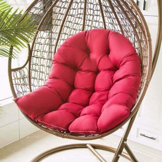 Hanging Swing Basket Cushion, Hanging Egg Chair Hammock Mat Chair Seat Cushioned Armchair Removable Cover for Patio Garden, Great Comfort (Burgundy)