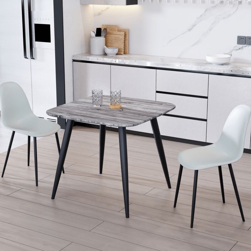 Home Source - Curve Chair Plastic Seat with Metal Legs (Set of 2) - L52 x W46 x H84 cm - Grey/Black - Flat Packed