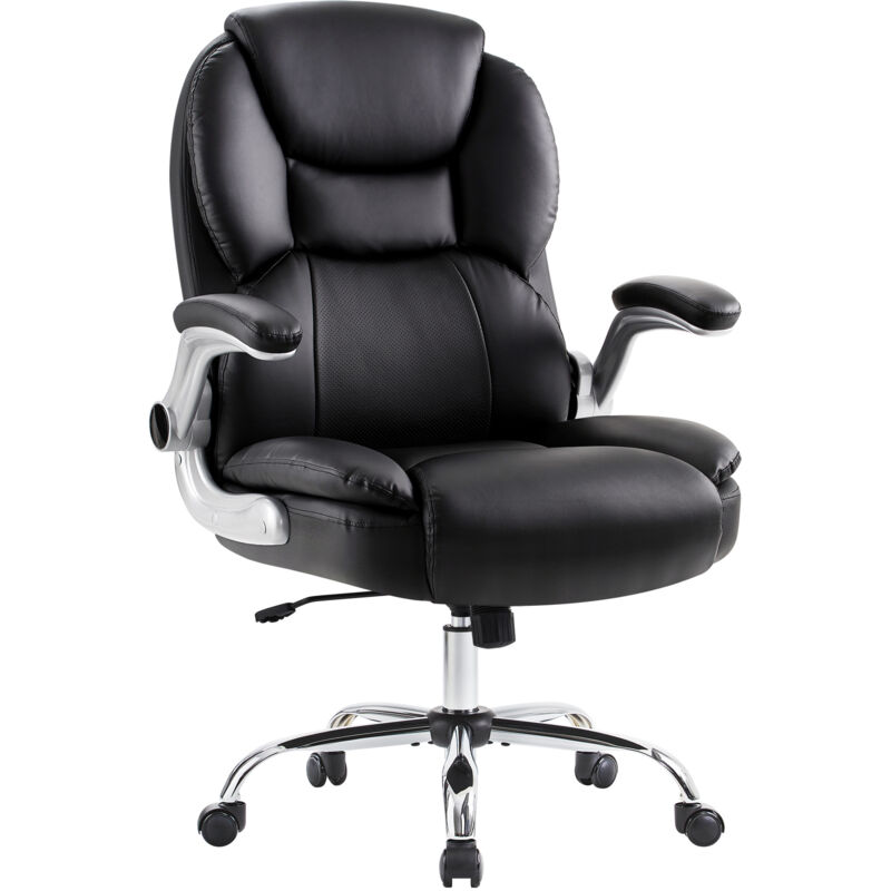 IWMH Ergonomic Office Chair, Executive Chair with Wide Padded Seat, Height-Adjustable Swivel Chair - PU Leather - Brown