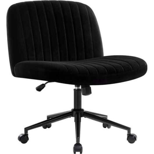 IWMH office chair without armrests, height-adjustable swivel chair with casters, desk chair with medium backrest - fabric - black