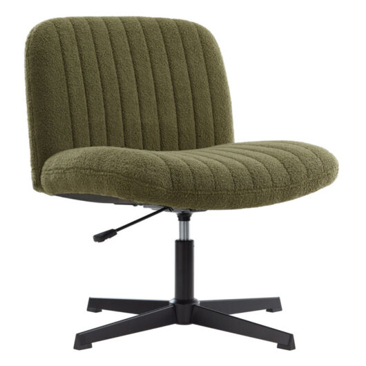 IWMH office chair without armrests, height-adjustable swivel chair without casters, fabric desk chair with medium backrest - Green
