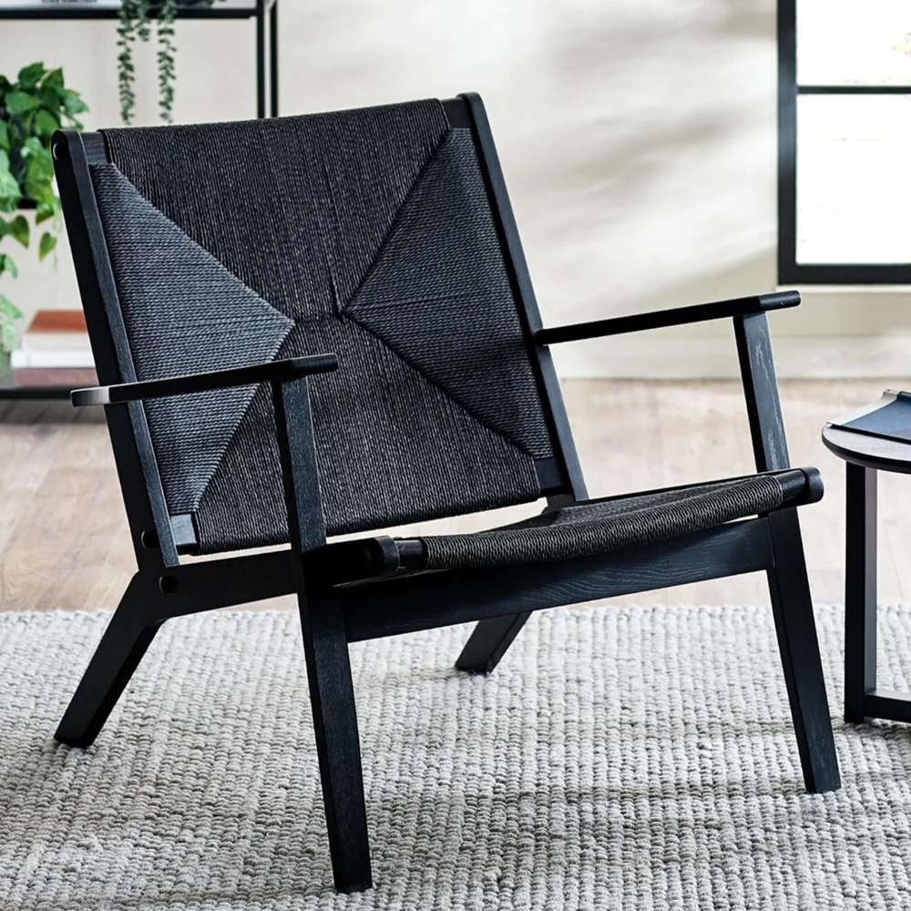 Ivins Rattan Bedroom Chair - Black