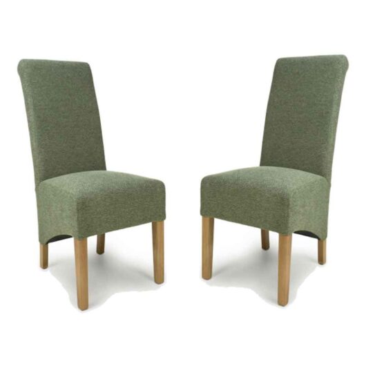 Kyoto Fabric Dining Chairs In Pair - Weave Green
