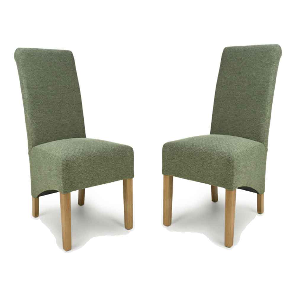 Kyoto Fabric Dining Chairs In Pair - Weave Green