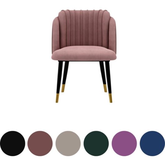 Life Interiors - Single Milano Velvet Dining Chair - Metal Legs w/ Gold End Caps - Dining Room Chair - Upholstered Chair - Modern Dining Chair w/
