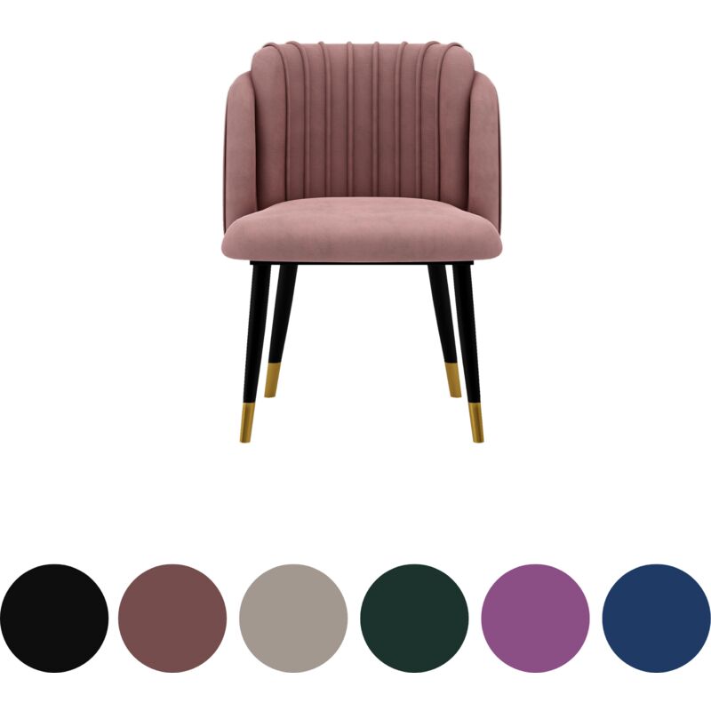Life Interiors - Single Milano Velvet Dining Chair - Metal Legs w/ Gold End Caps - Dining Room Chair - Upholstered Chair - Modern Dining Chair w/