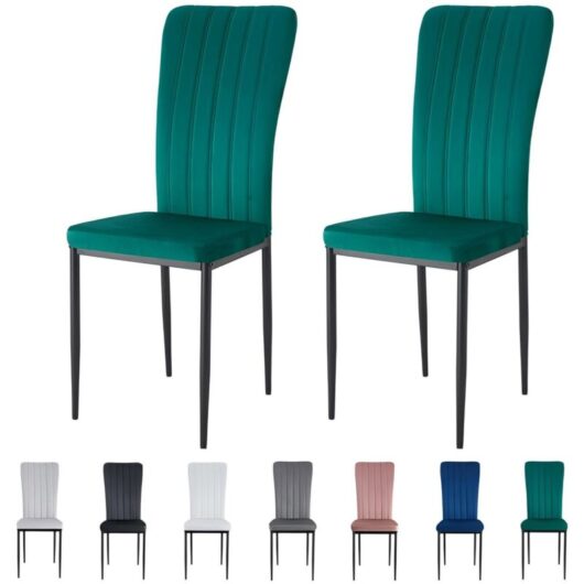Mcc Direct - Velvet Padded Seat Dining Chairs with Metal Legs new elle green 2