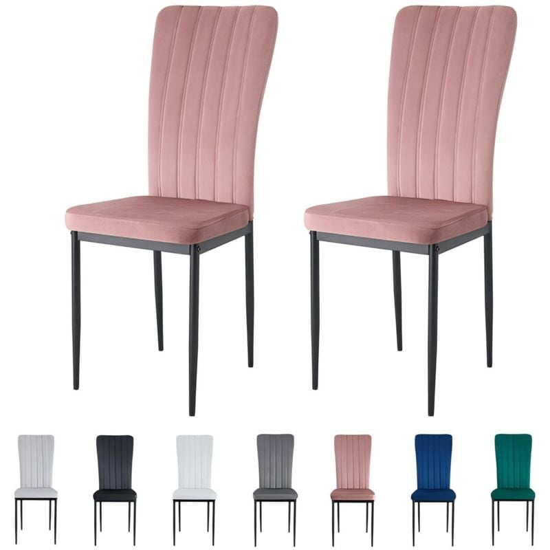 Mcc Direct - Velvet Padded Seat Dining Chairs with Metal Legs new elle pink 2