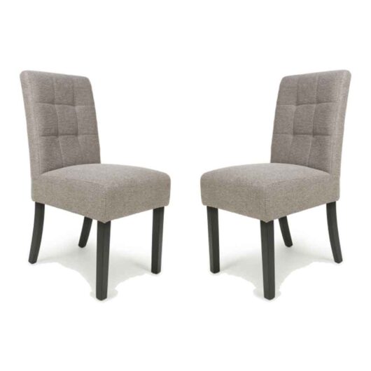 Mendoza Fabric Dining Chairs With Black Leg In Pair In Mocha