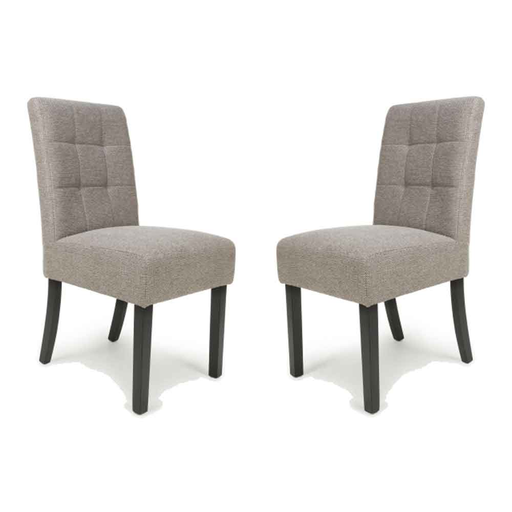Mendoza Fabric Dining Chairs With Black Leg In Pair In Mocha