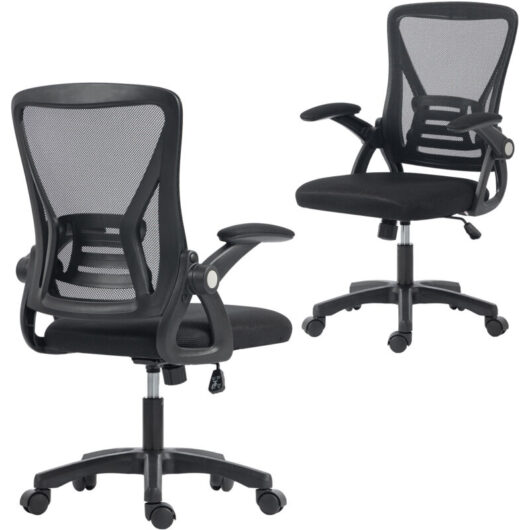 Mesh Office Chair, Desk Chair with Flip-up Armrests, Lumbar Support, Black