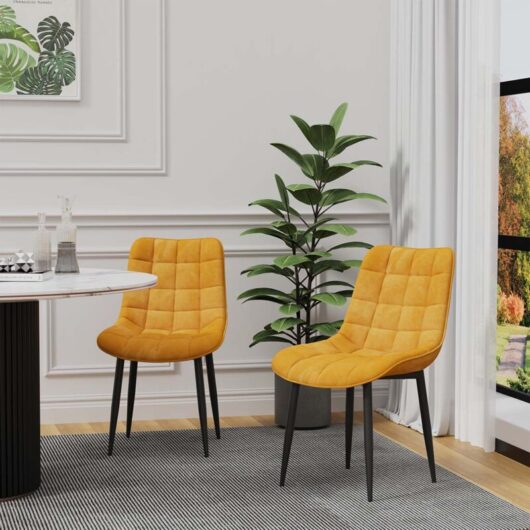 More4homes - nova modern velvet dining chair padded seat metal leg kitchen 2 pcs (Mustard)