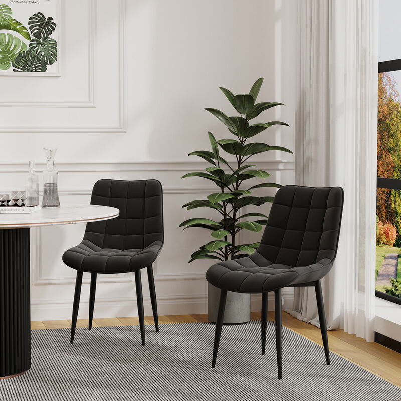 More4homes - nova modern velvet dining chair padded seat metal leg kitchen 4 pcs (Black)