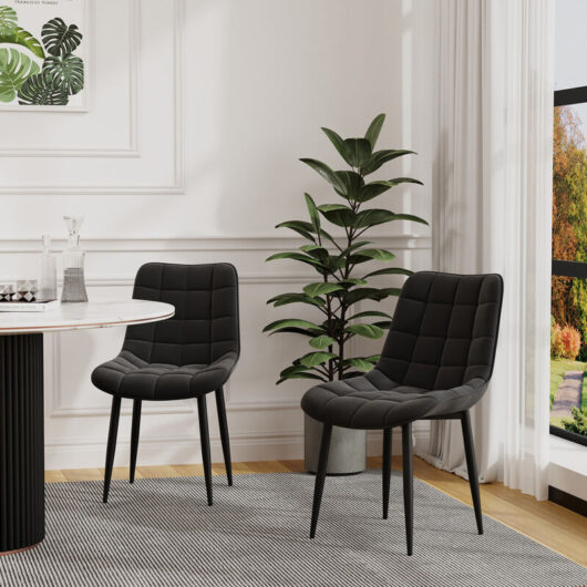 More4homes - nova modern velvet dining chair padded seat metal leg kitchen 8 pcs (Black) - Black