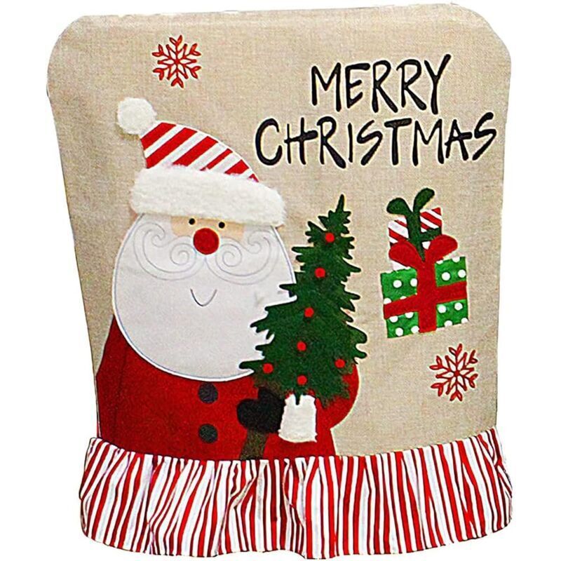 New Christmas chair cover, 1 piece, Christmas chair cover, Santa Claus and snowman cover, linen chair cover for home decoration.