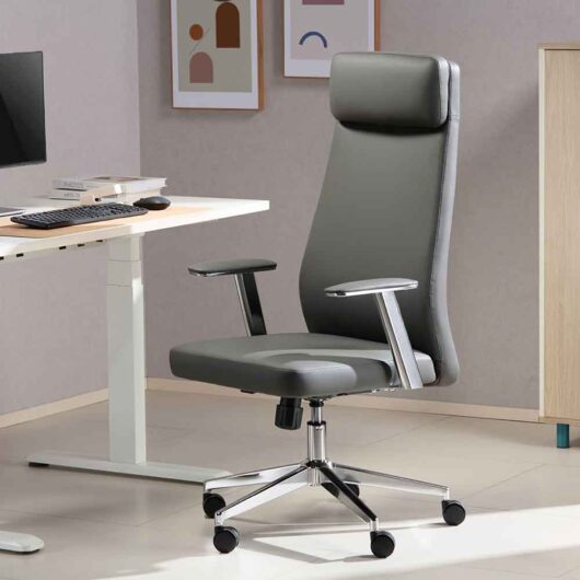 Odenton Faux Leather High-backed Executive Home And Office Chair - Grey