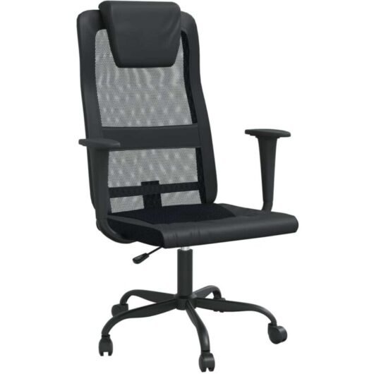 Office Chair Black Mesh Fabric and Faux Leather vidaXL